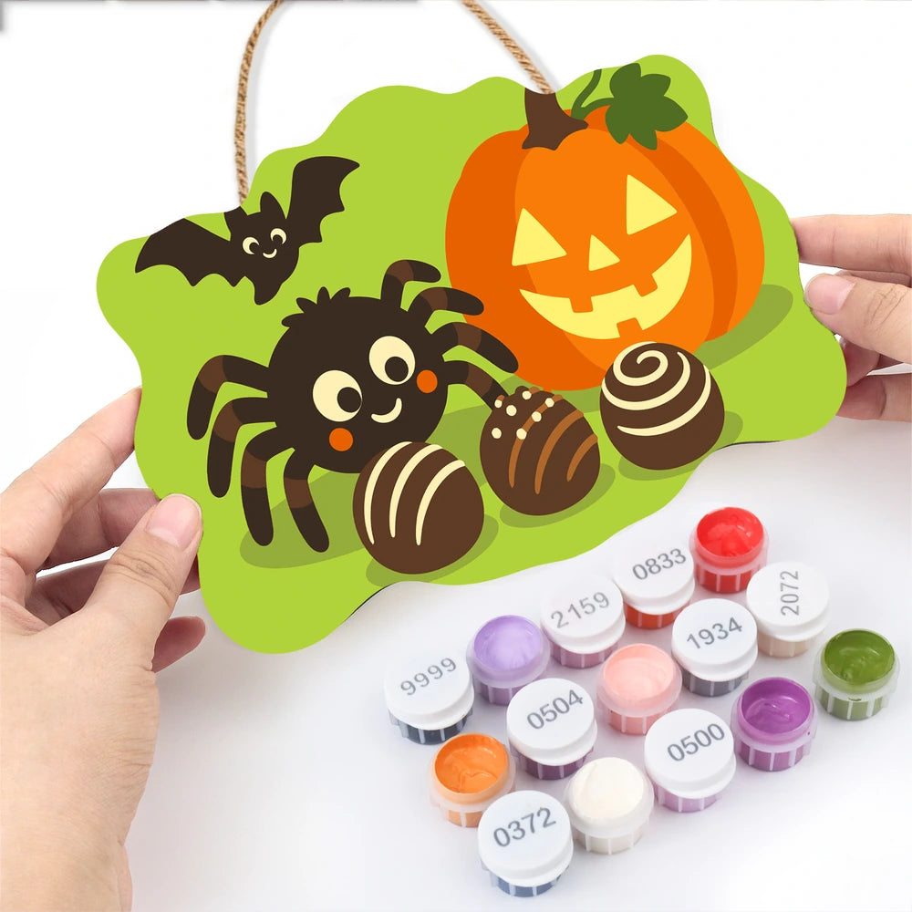 Paint by Numbers - Wooden Door Hanger | Spider with Chocolate Treats