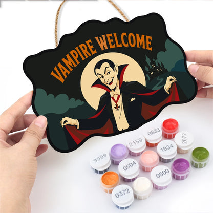 Paint by Numbers - Wooden Door Hanger | Vampire Welcome