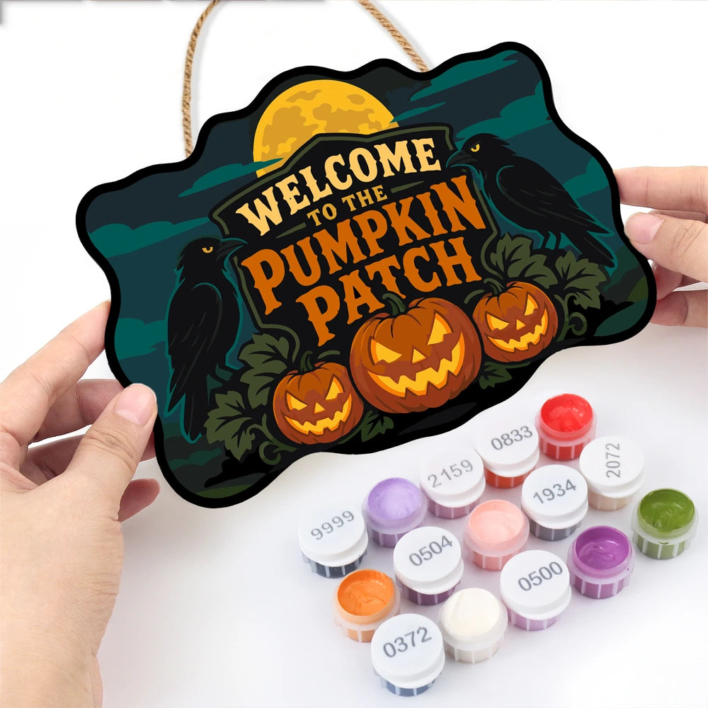 Paint by Numbers - Wooden Door Hanger | Welcome to the Pumpkin Patch Crows