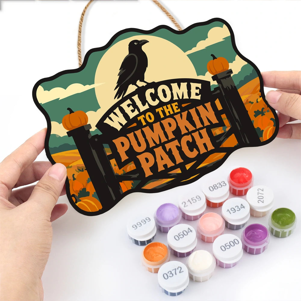 Paint by Numbers - Wooden Door Hanger | Welcome to the Pumpkin Patch Gate