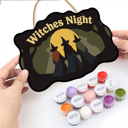 Paint by Numbers - Wooden Door Hanger | Witches Night