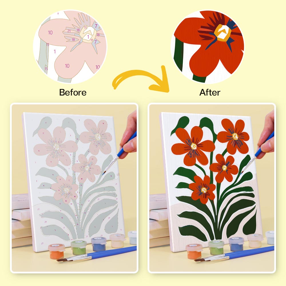 
Paint by Numbers – 6 Mini Paintings | Vibrant Floral Garden Set