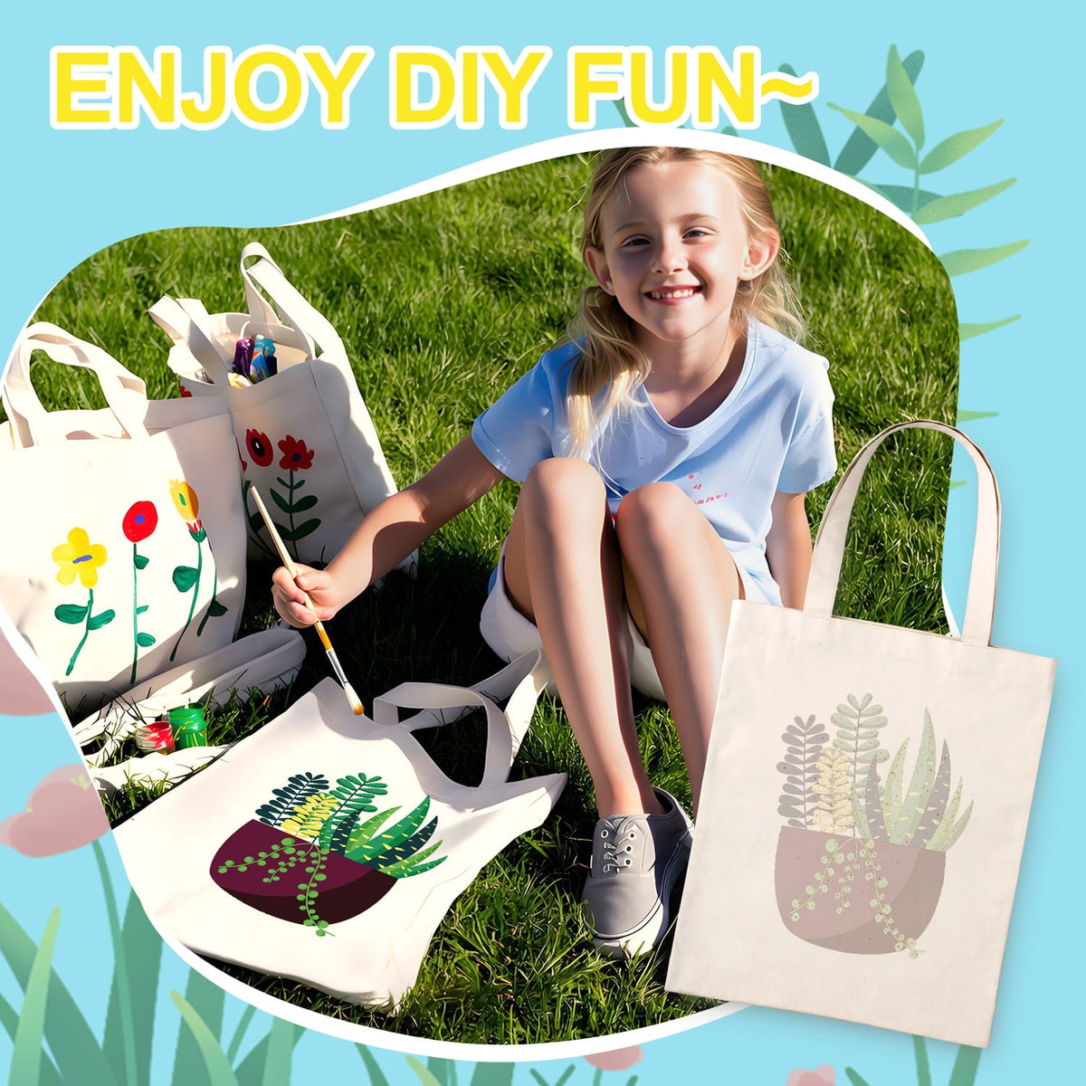 
Paint by Numbers - DIY Totebag | Succulent Garden