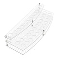 Clear plastic tray with circular compartments on a white background