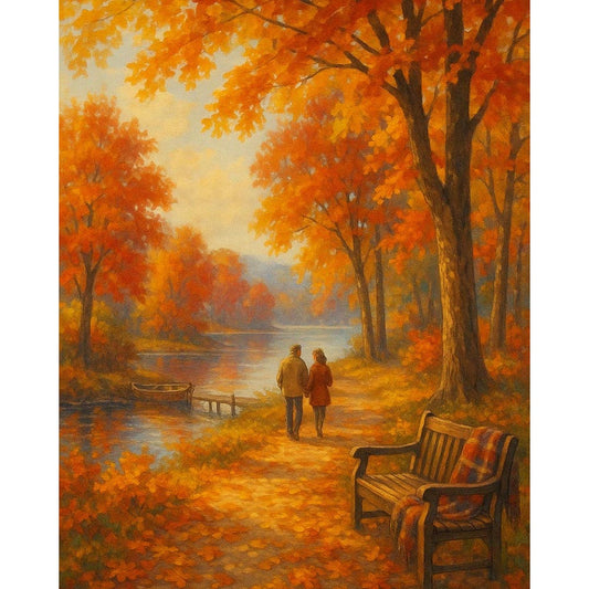 Paint by Numbers - Autumn Stroll by the Lake