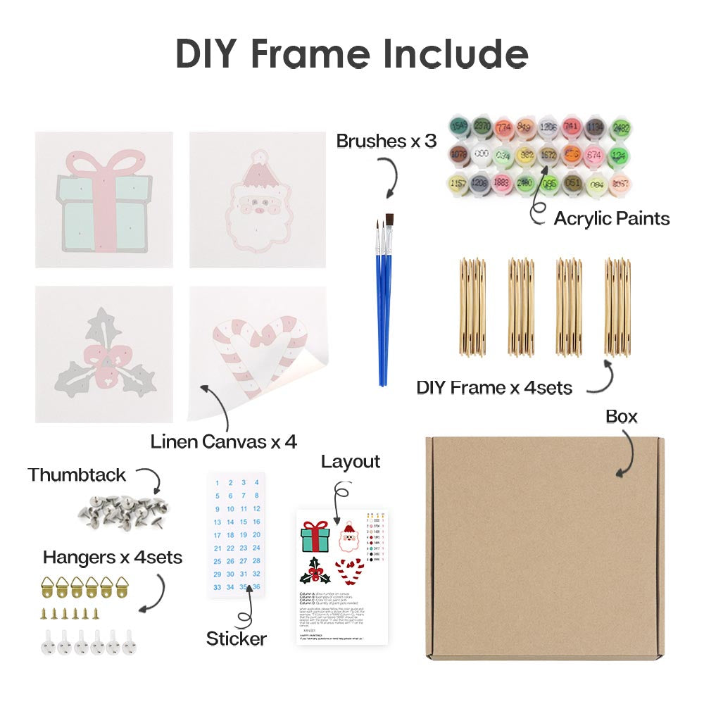 Paint by Numbers – 4 Mini Paintings | Christmas Joy Set