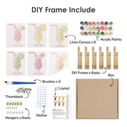 Paint by Numbers – 6 Mini Paintings | Exotic Cocktail Glasses Set
