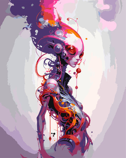 Paint By Numbers - Colorful Alien - by Guenter Puschmann