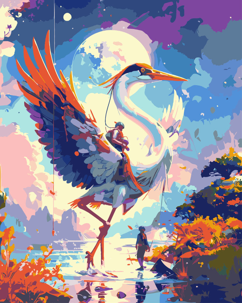 Paint By Numbers - Crane Rider - by Guenter Puschmann
