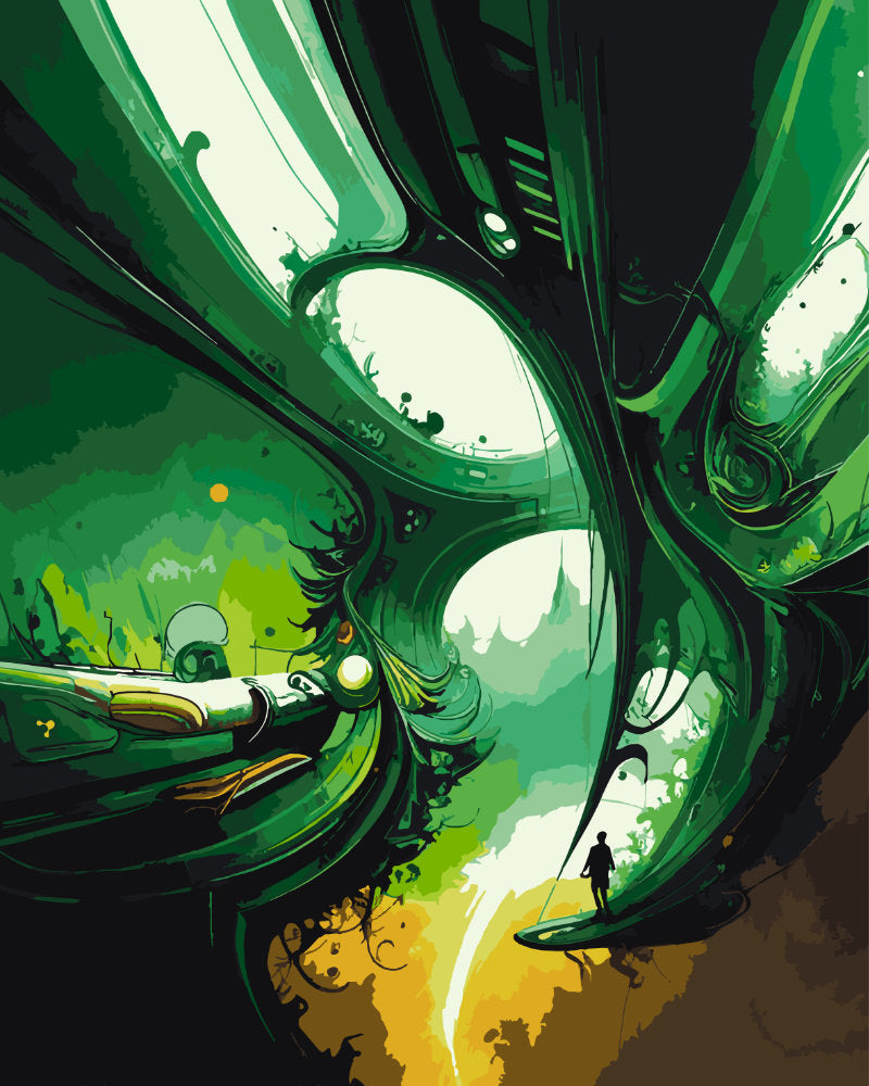 Paint By Numbers - Green Techno Dream - by Guenter Puschmann