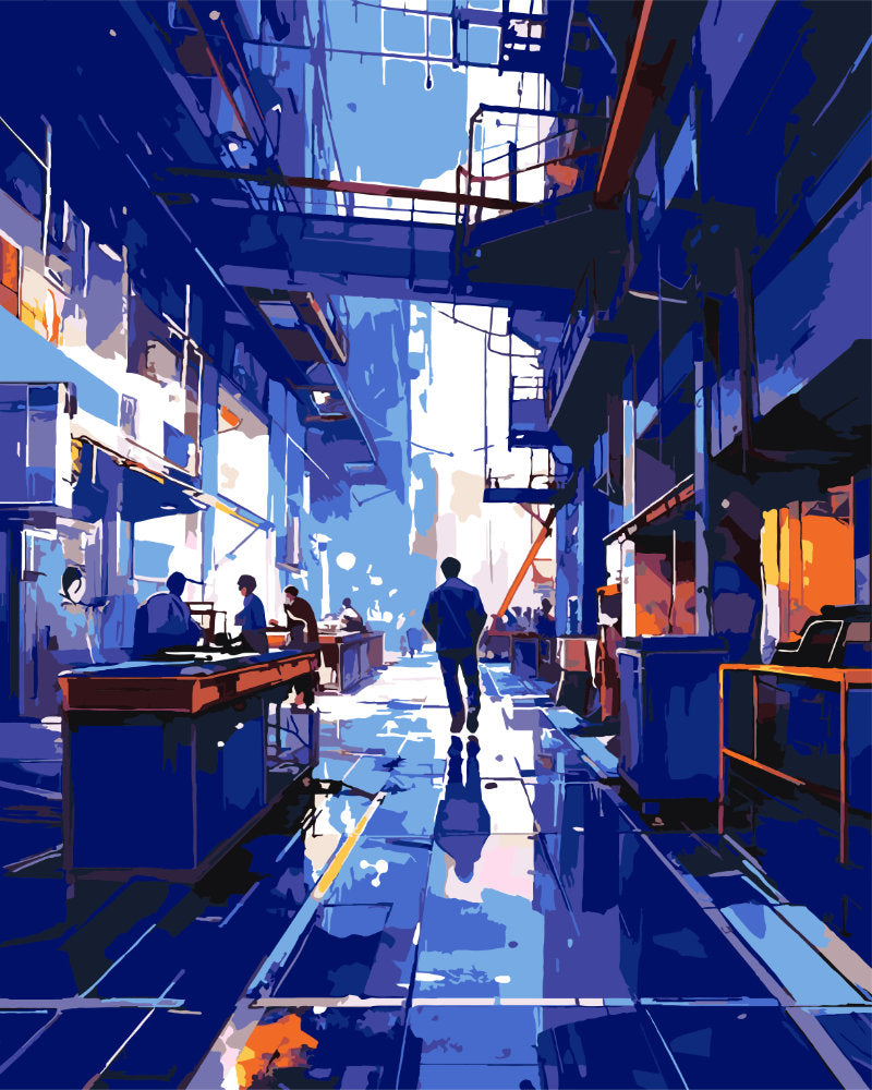 Paint By Numbers - Blue Mall - by Guenter Puschmann