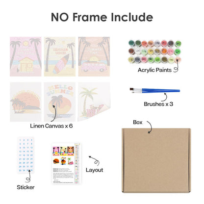Paint by Numbers – 6 Mini Paintings | Retro Summer Holiday Set