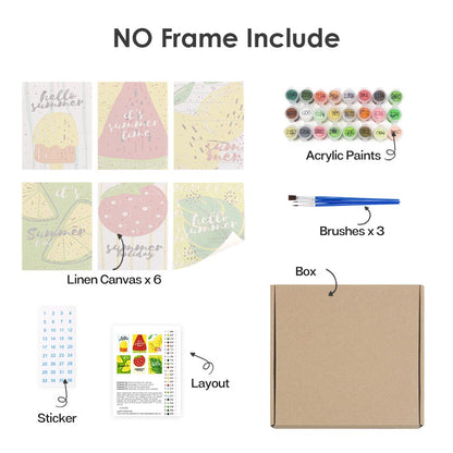 Paint by Numbers – 6 Mini Paintings | Summer Fruits & Fun Set
