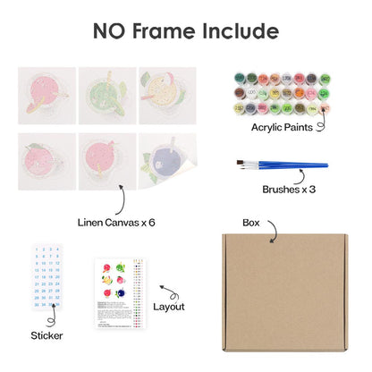 Paint by Numbers – 6 Mini Paintings | Top View Summer Drinks Set