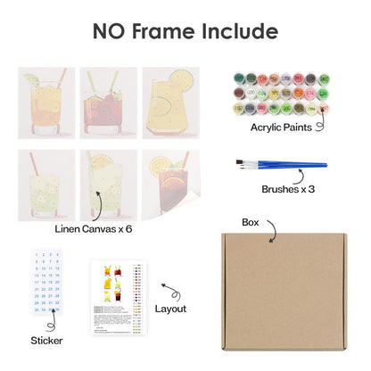 Paint by Numbers – 6 Mini Paintings | Minimalist Cocktail Glasses Set