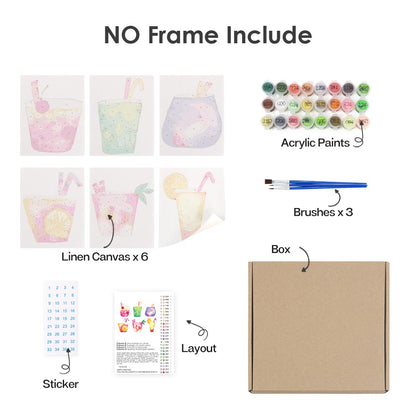 Paint by Numbers – 6 Mini Paintings | Abstract Summer Cocktails Set