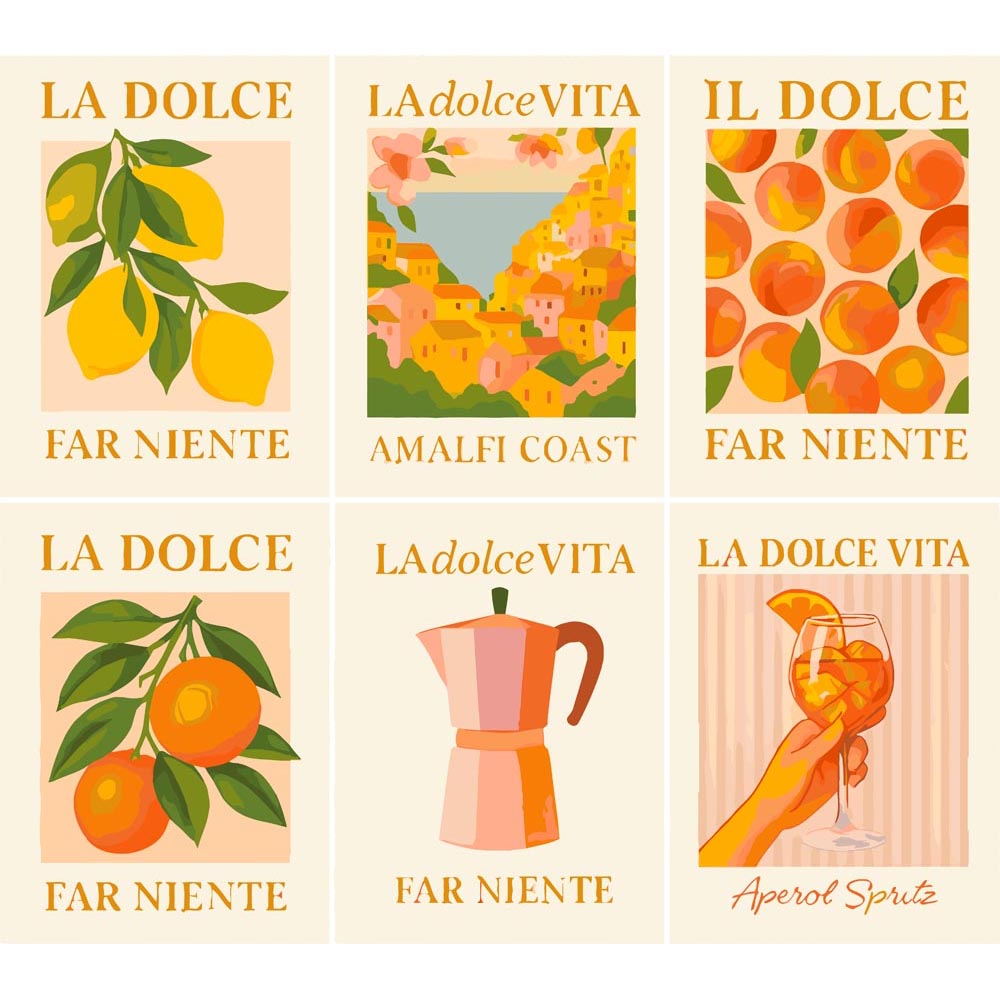 
Paint by Numbers – 6 Mini Paintings | Italian Dolce Vita