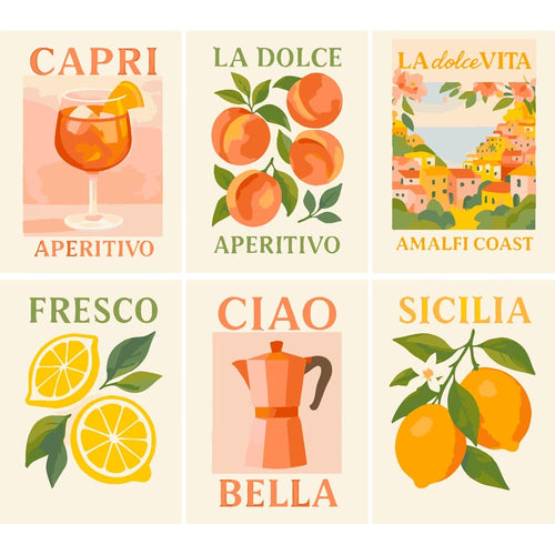 Paint by Numbers – 6 Mini Paintings | Italian-Inspired Mini Paintings