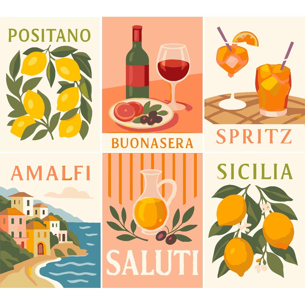 
Paint by Numbers – 6 Mini Paintings | Italy Lover