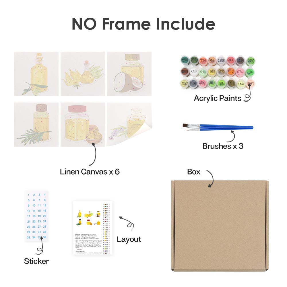 Paint by Numbers – 6 Mini Paintings | Essential Oils & Botanicals Set