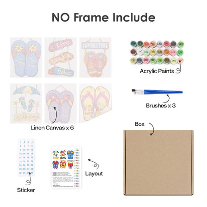 Paint by Numbers – 6 Mini Paintings | Fun Summer Flip-Flops Set