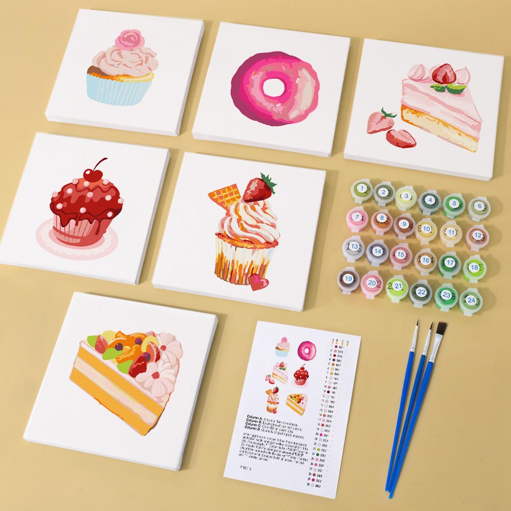 
Paint by Numbers – 6 Mini Paintings | Dessert Dreams Set