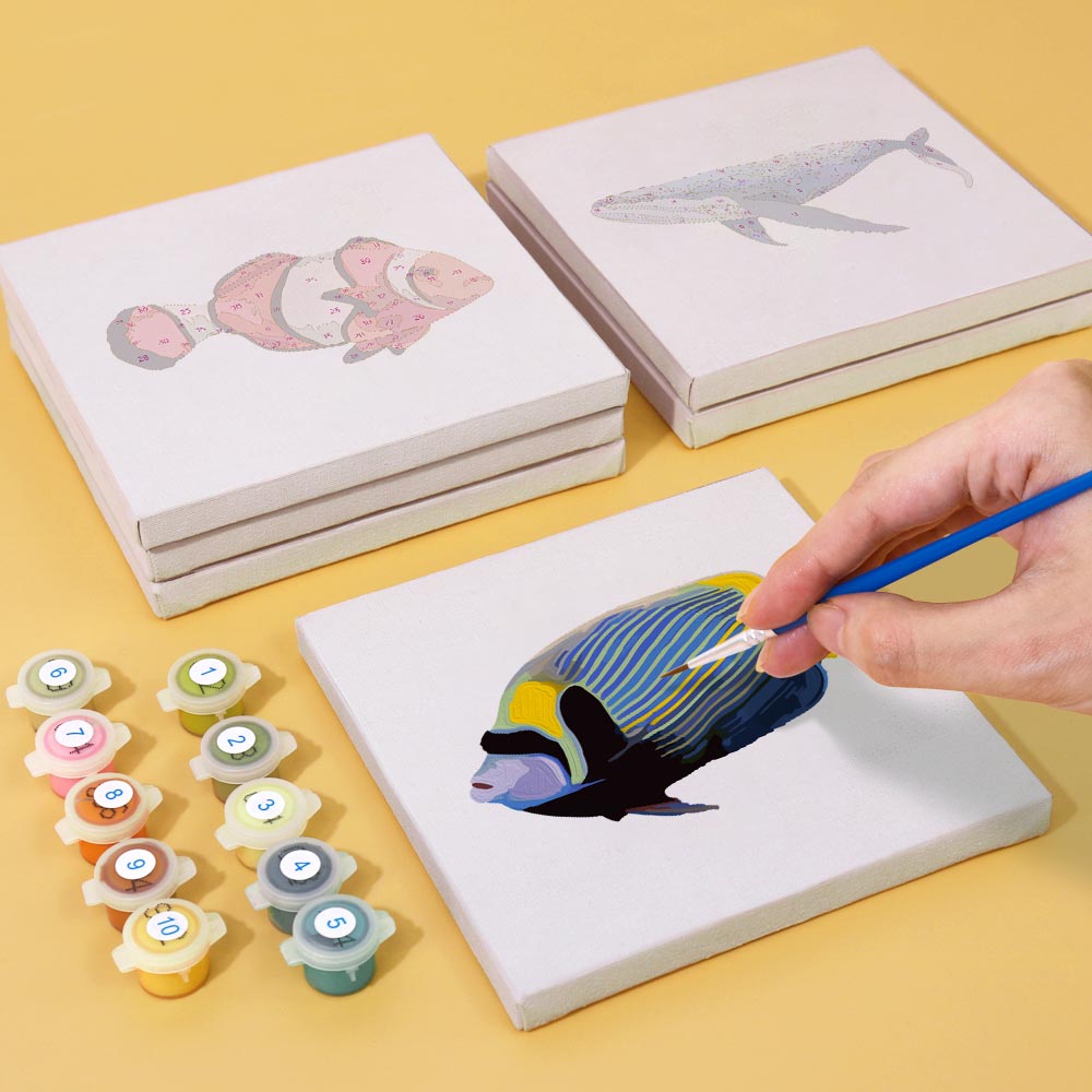 Paint by Numbers – 6 Mini Paintings | Ocean Animals Set