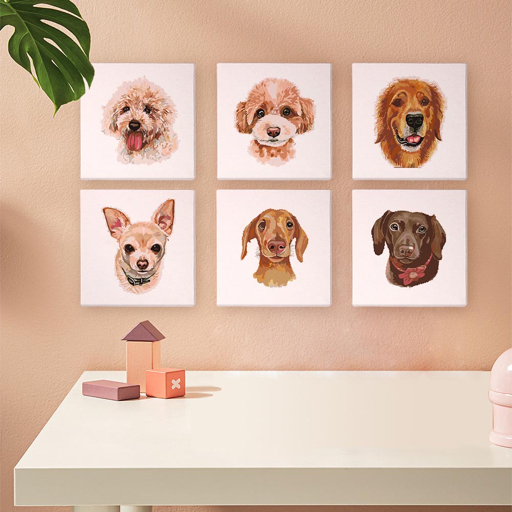 Paint by Numbers – 6 Mini Paintings | Dog Portraits Set
