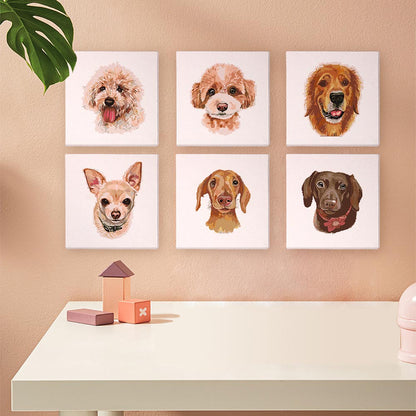 Paint by Numbers – 6 Mini Paintings | Dog Portraits Set