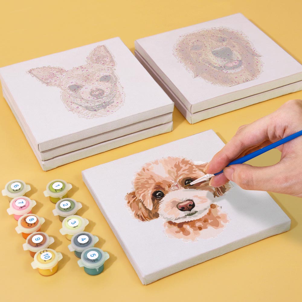 
Paint by Numbers – 6 Mini Paintings | Dog Portraits Set