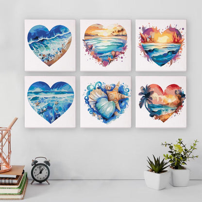 Paint by Numbers – 6 Mini Paintings | Ocean Heart Set