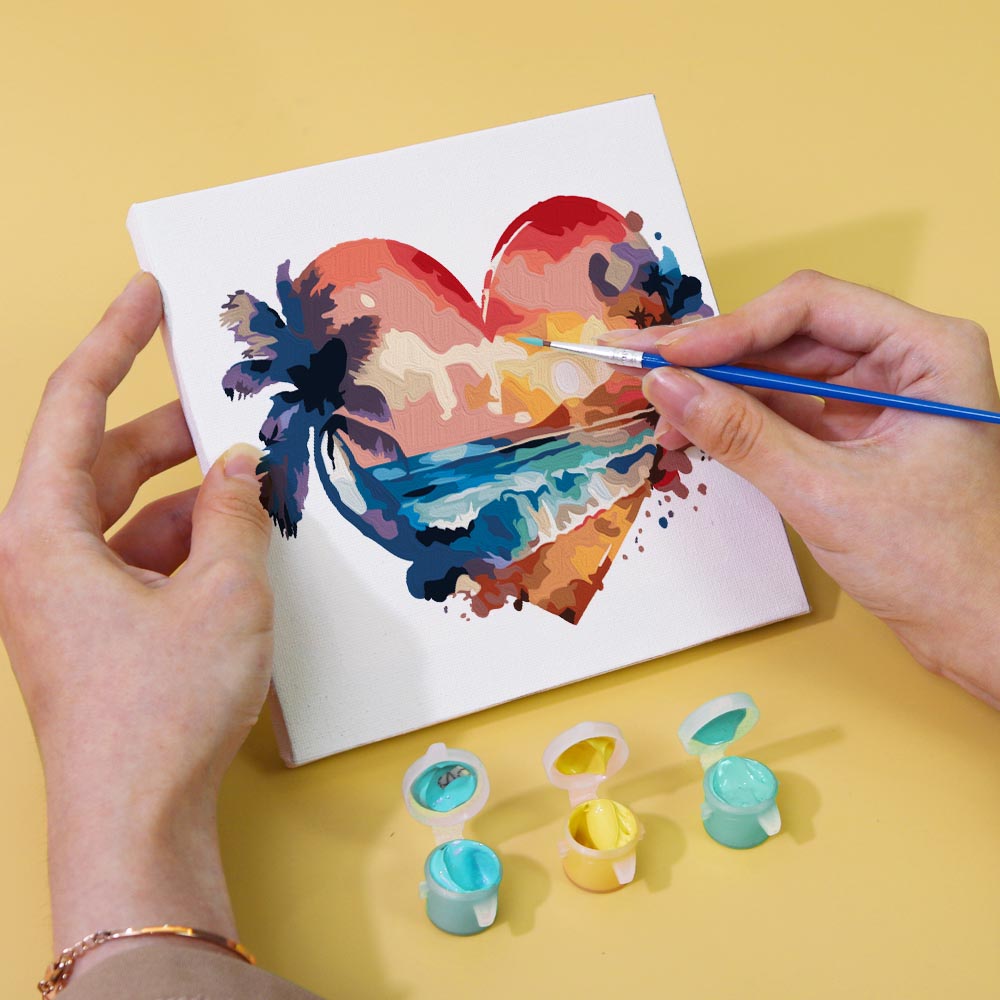 Paint by Numbers – 6 Mini Paintings | Ocean Heart Set