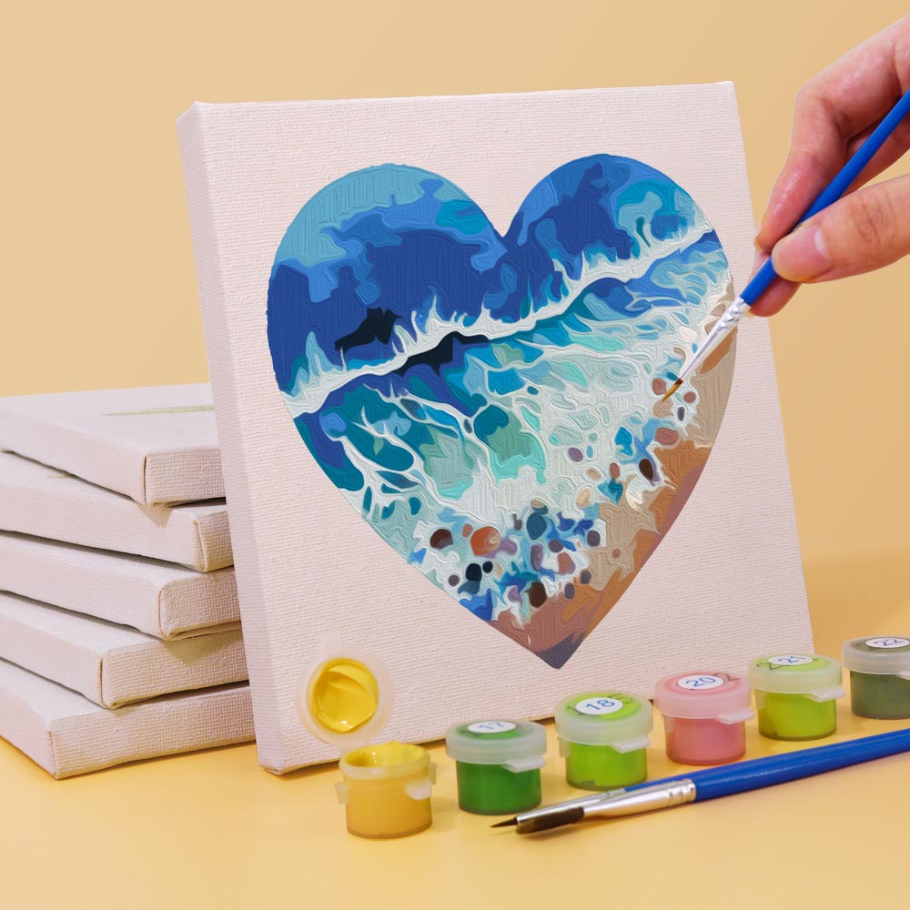 Paint by Numbers – 6 Mini Paintings | Ocean Heart Set