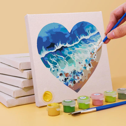 Paint by Numbers – 6 Mini Paintings | Ocean Heart Set