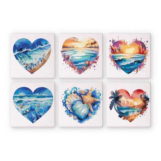 Paint by Numbers – 6 Mini Paintings | Ocean Heart Set