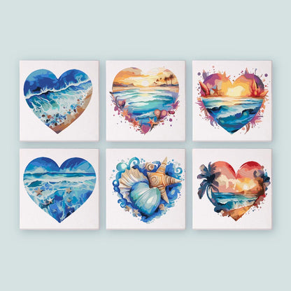 Paint by Numbers – 6 Mini Paintings | Ocean Heart Set