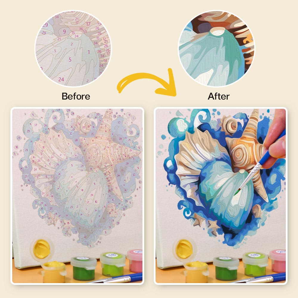 Paint by Numbers – 6 Mini Paintings | Ocean Heart Set