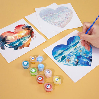 Paint by Numbers – 6 Mini Paintings | Ocean Heart Set