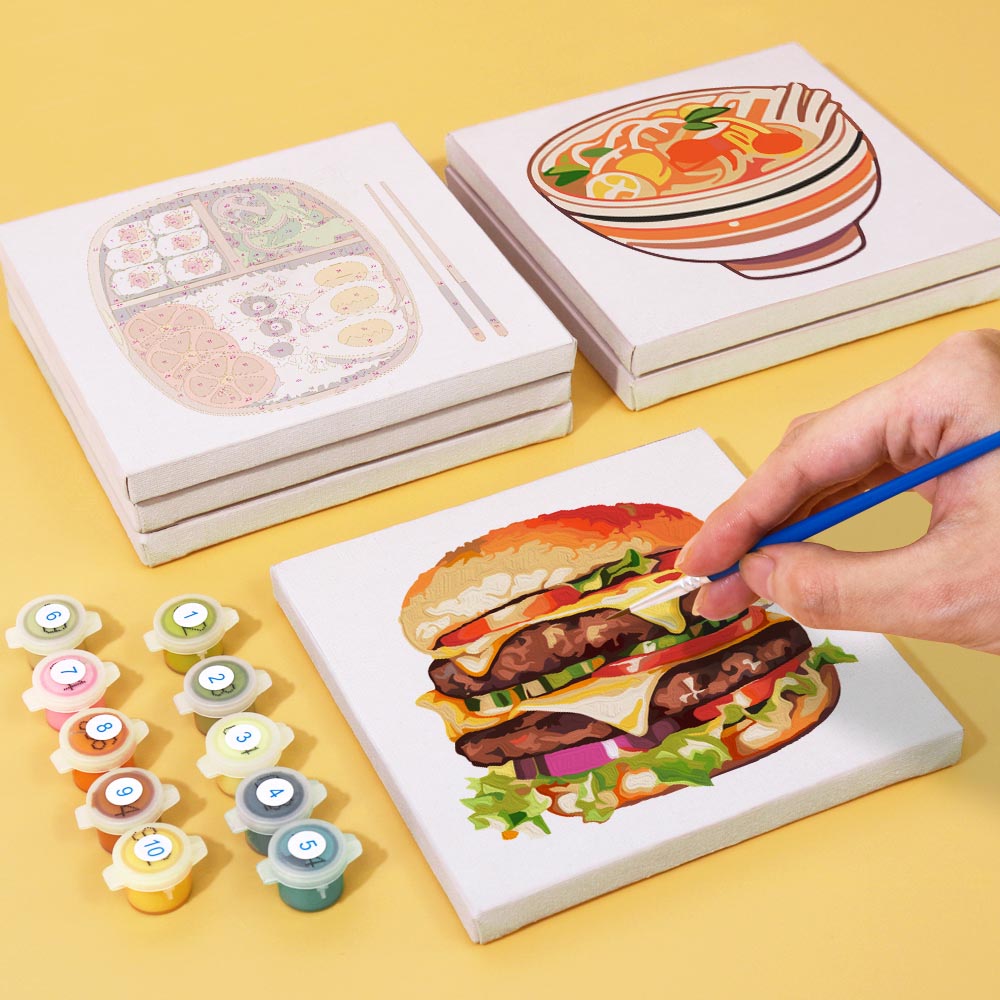 
Paint by Numbers – 6 Mini Paintings | Food Lovers Set