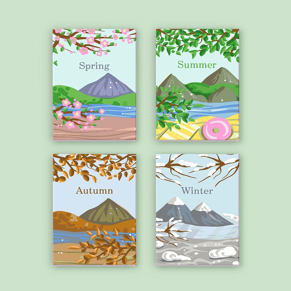
Paint by Numbers – 4 Mini Paintings | Four Seasons Set