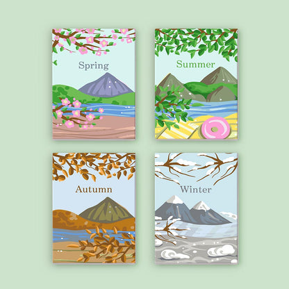 Paint by Numbers – 4 Mini Paintings | Four Seasons Set