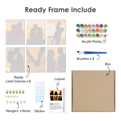 Paint by Numbers – 6 Mini Paintings | Sunset Romance Set