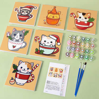 Paint by Numbers – 6 Mini Paintings | Christmas Cats Set