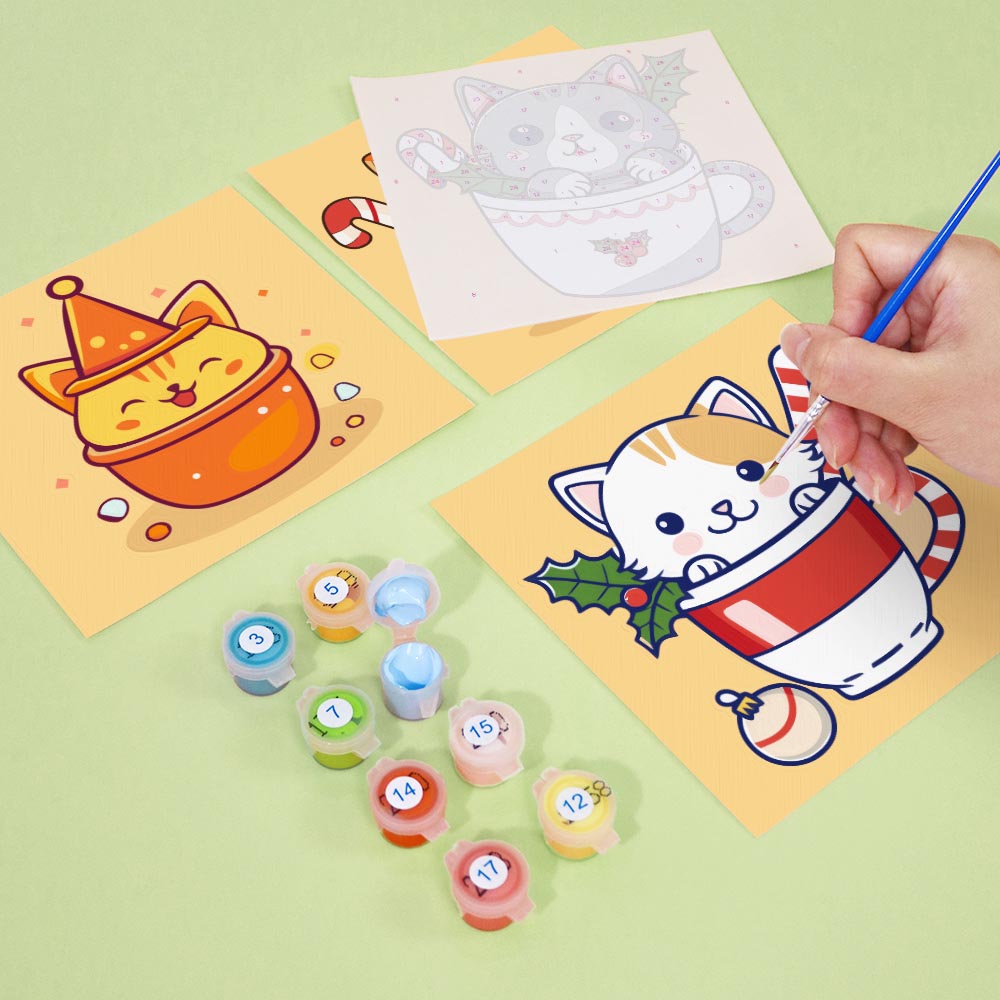 Paint by Numbers – 6 Mini Paintings | Christmas Cats Set
