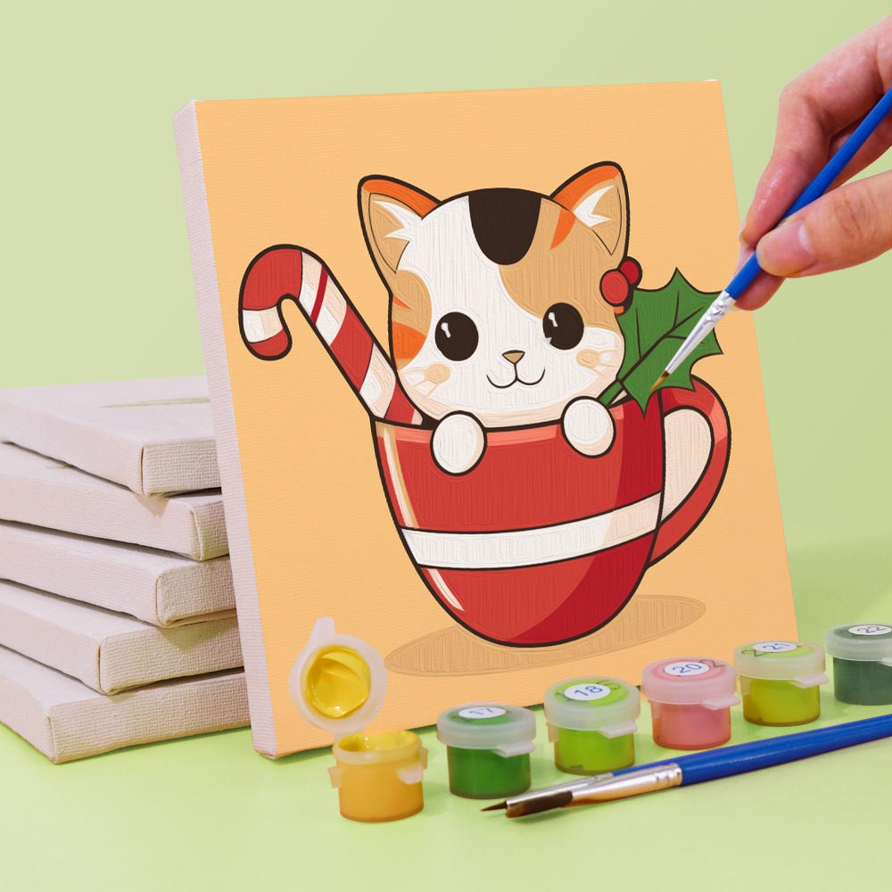 Paint by Numbers – 6 Mini Paintings | Christmas Cats Set