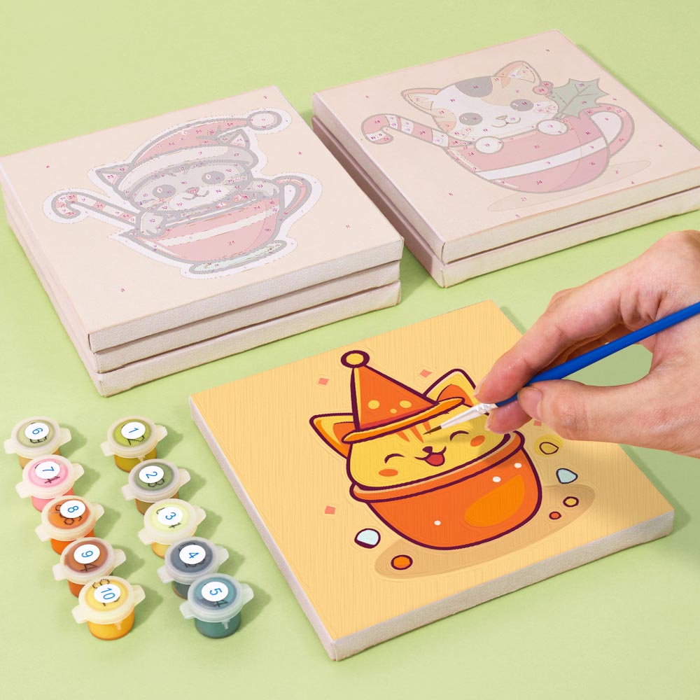 Paint by Numbers – 6 Mini Paintings | Christmas Cats Set