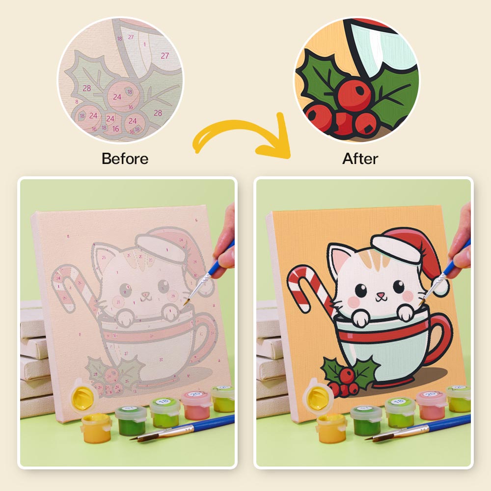 
Paint by Numbers – 6 Mini Paintings | Christmas Cats Set