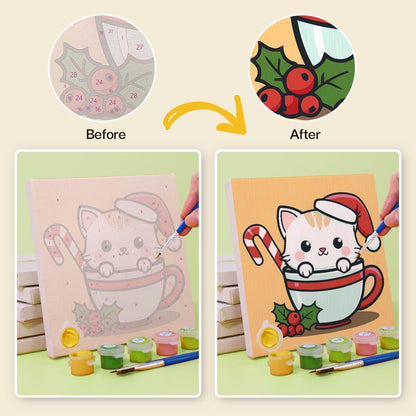 Paint by Numbers – 6 Mini Paintings | Christmas Cats Set