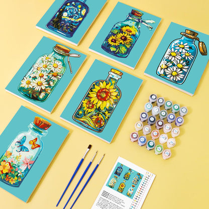 Paint by Numbers – 6 Mini Paintings | Flower Bottles Collection