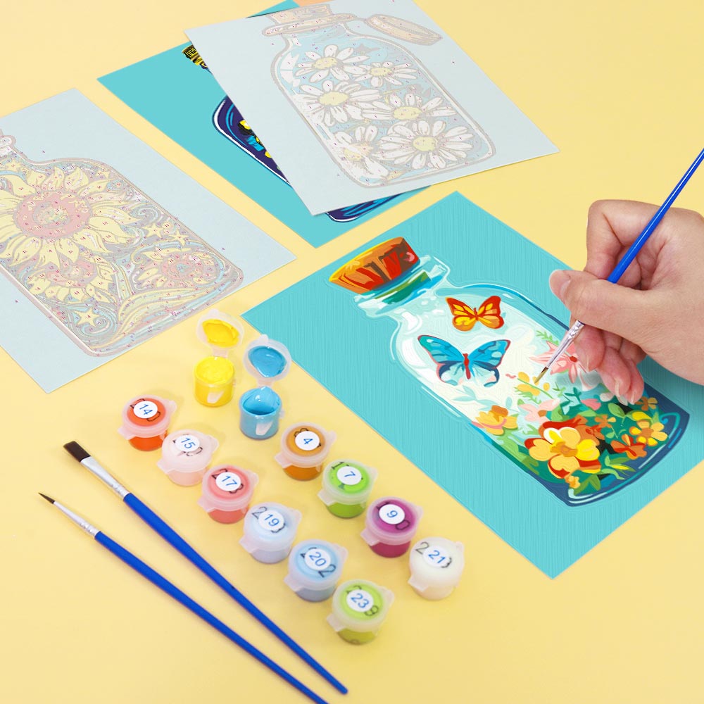 Paint by Numbers – 6 Mini Paintings | Flower Bottles Collection